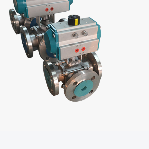 氣動三通法蘭球閥